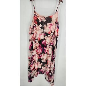 Lane Bryant Pink Floral Cinched Tie Waist Sleeveless Dress Size 26/28